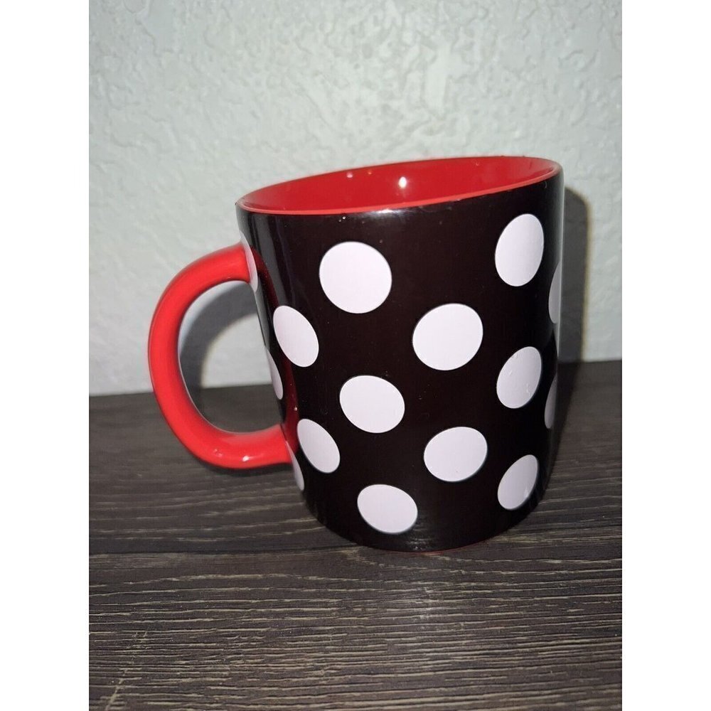 Disney Minnie Mouse Polka Dots Coffee Mug With 3D Red Bow Disney Parks - Picture 3 of 4